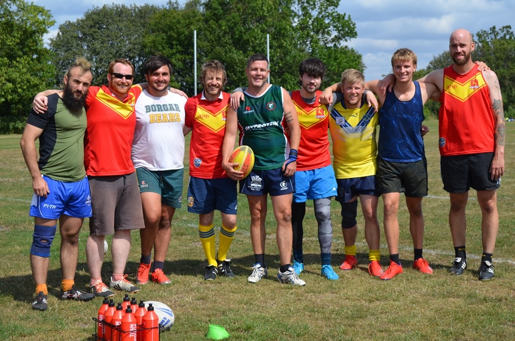 Skane Stags rugby league team after a training session in Malmö